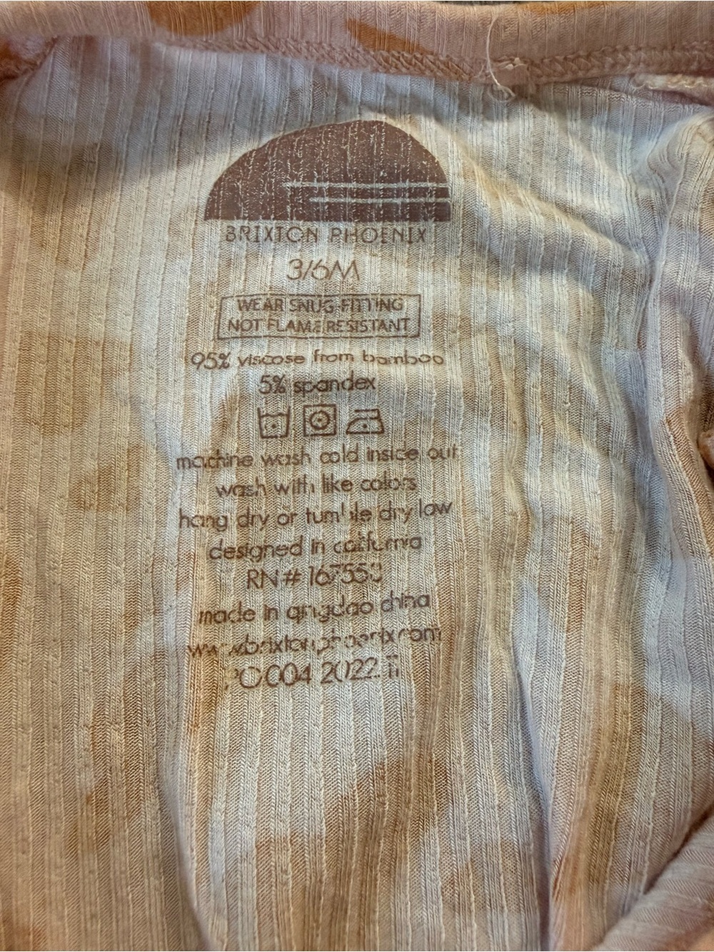Brixton Phoenix Bamboo Baby Sleeper Pajamas Pink Orange Ribbed Zip Romper 3-6M - Picture 5 of 7